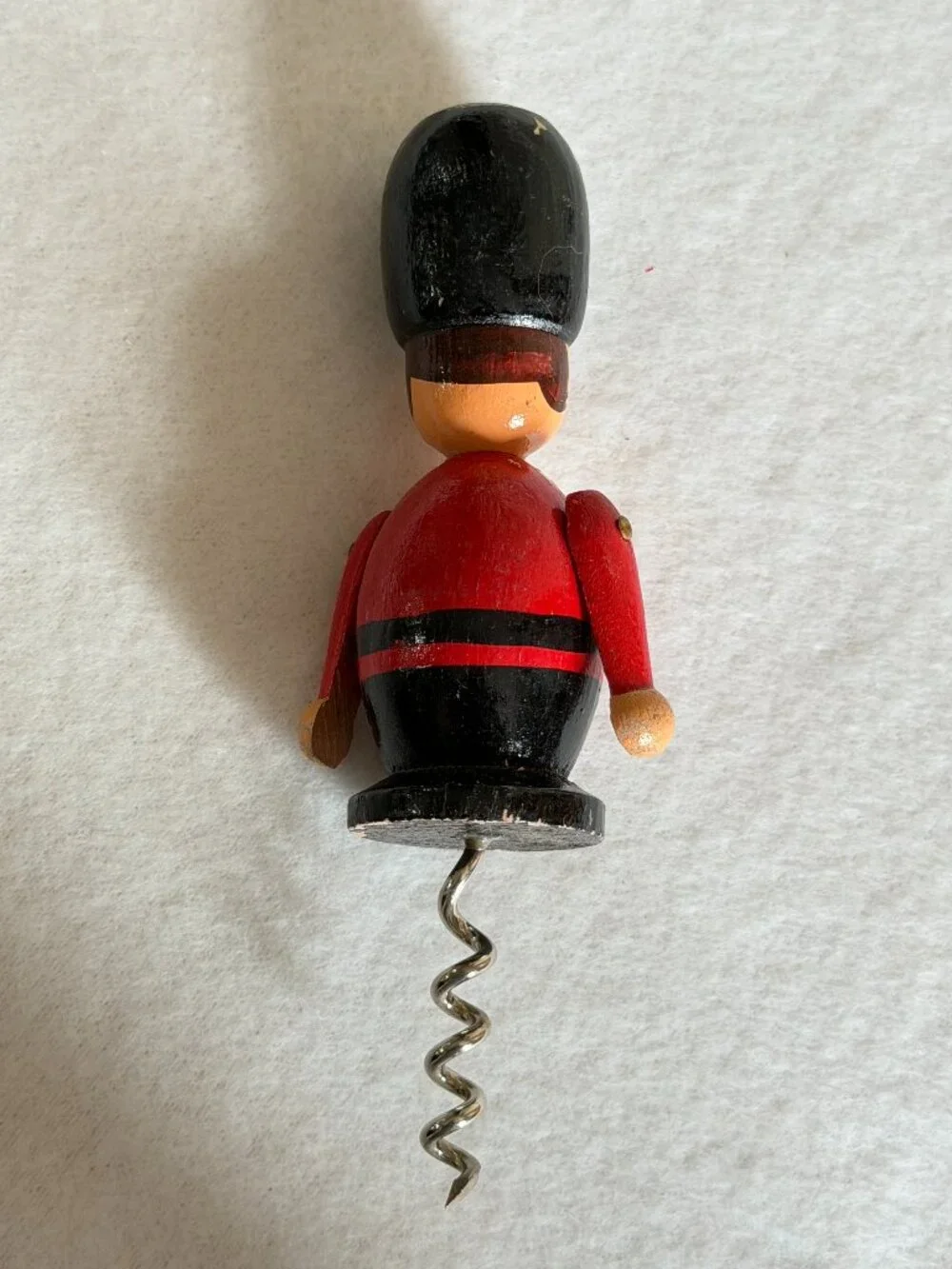 Vintage Wooden Figural Bar Tool Set Bench Corkscrew Bottle Opener folk Art